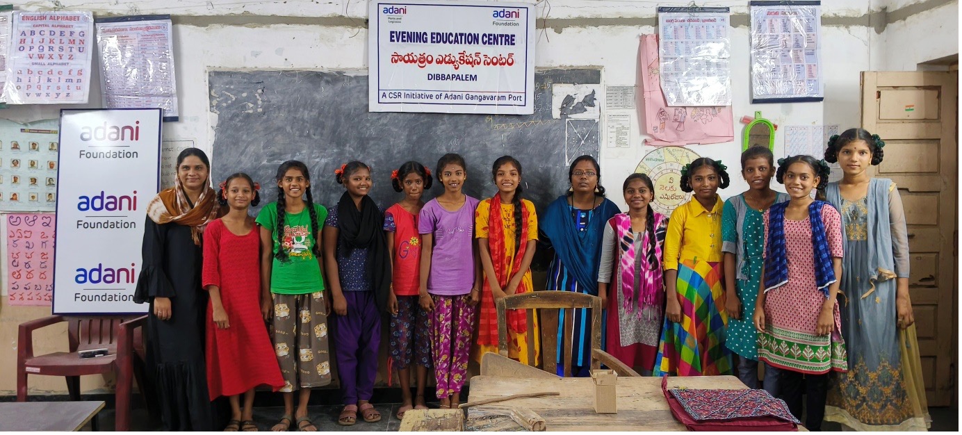 Local students in villages benefiting from the Adani Evening Education Centre.