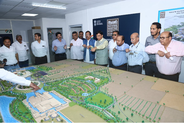 Union Minister Mansukh Mandaviya discussing the Lothal Museum project.