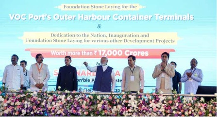 PM Modi lays foundation stone for Outer Harbor Container Terminal at V.O.Chidambaranar Port