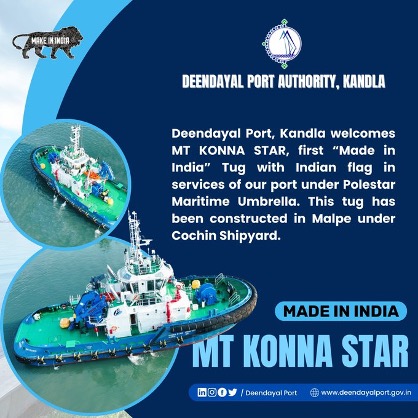 DPA, Kandla welcomes MT KONNA STAR&nbsp;first &ldquo;Made in India&rdquo;&nbsp;Tug