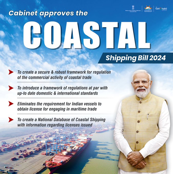 Cabinet approves Coastal Shipping Bill, 2024