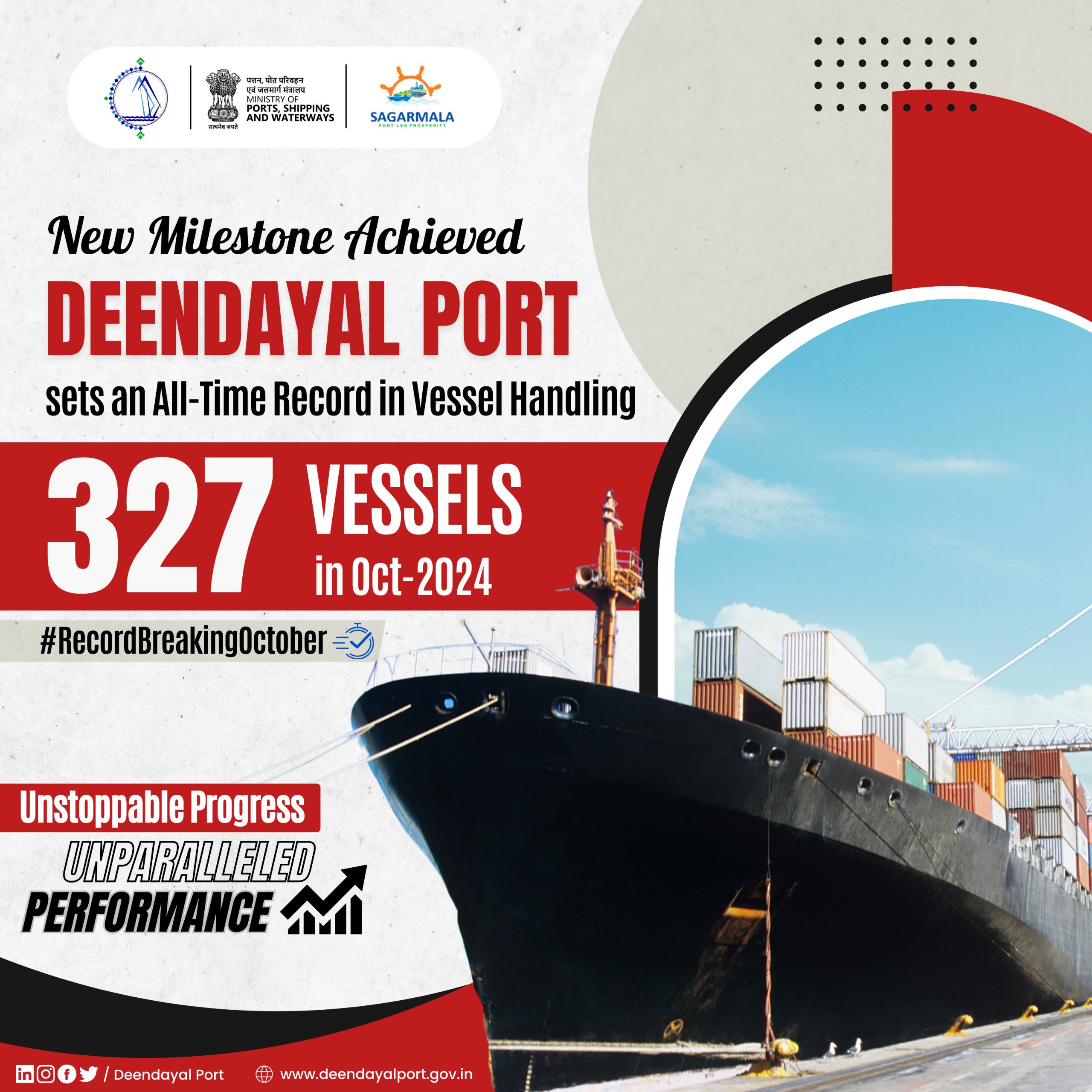 Deendayal Port handles 327 vessels in Oct-2024; Highest Ever