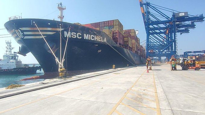 MSC MICHELA, the 100th commercial vessel berths at Vizhinjam Port