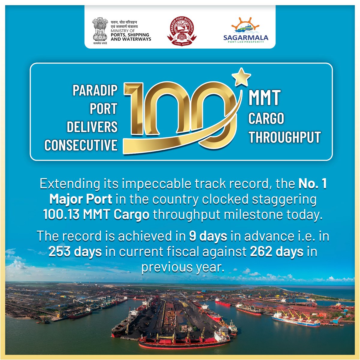 PPA delivers consecutive 8th 100 MMT cargo throughput