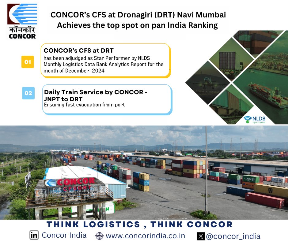 CONCOR&rsquo;s CFS Dronagiri (DRT) : One of Top-performing ICDs in NLDS's December Monthly Analytics