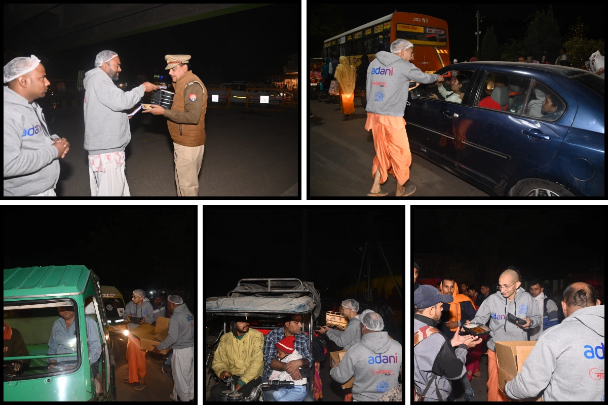 Maha Kumbh: Adani-ISKCON volunteers distribute Mahaprasad to devotees stuck in traffic