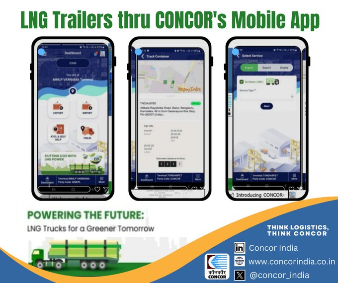 CONCOR introduces owned LNG Trucks accessible via Mobile App