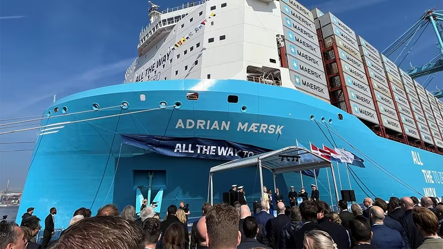 Maersk names dual-fuel methanol vessel &ldquo;Adrian M&aelig;rsk&rdquo; at its flagship terminal Maasvlakte II