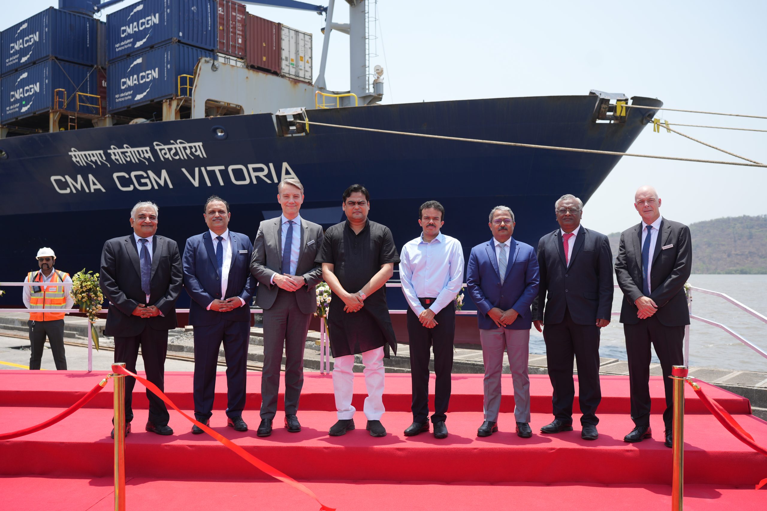 CMA CGM welcomes its first Indian Flagged vessel, CMA CGM Vitoria, at Nhava Sheva Free Port Terminal, India