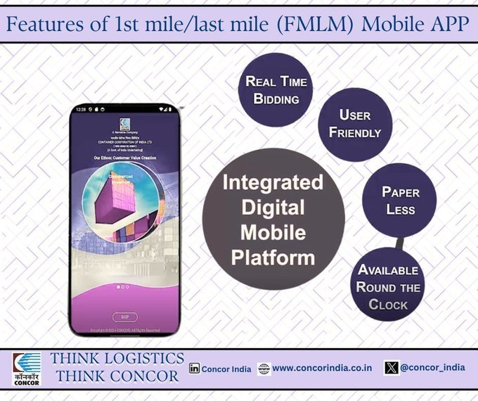 CONCOR e-Logistics App: Enabling Seamless and Sustainable 1st mile/last mile (FMLM) Services