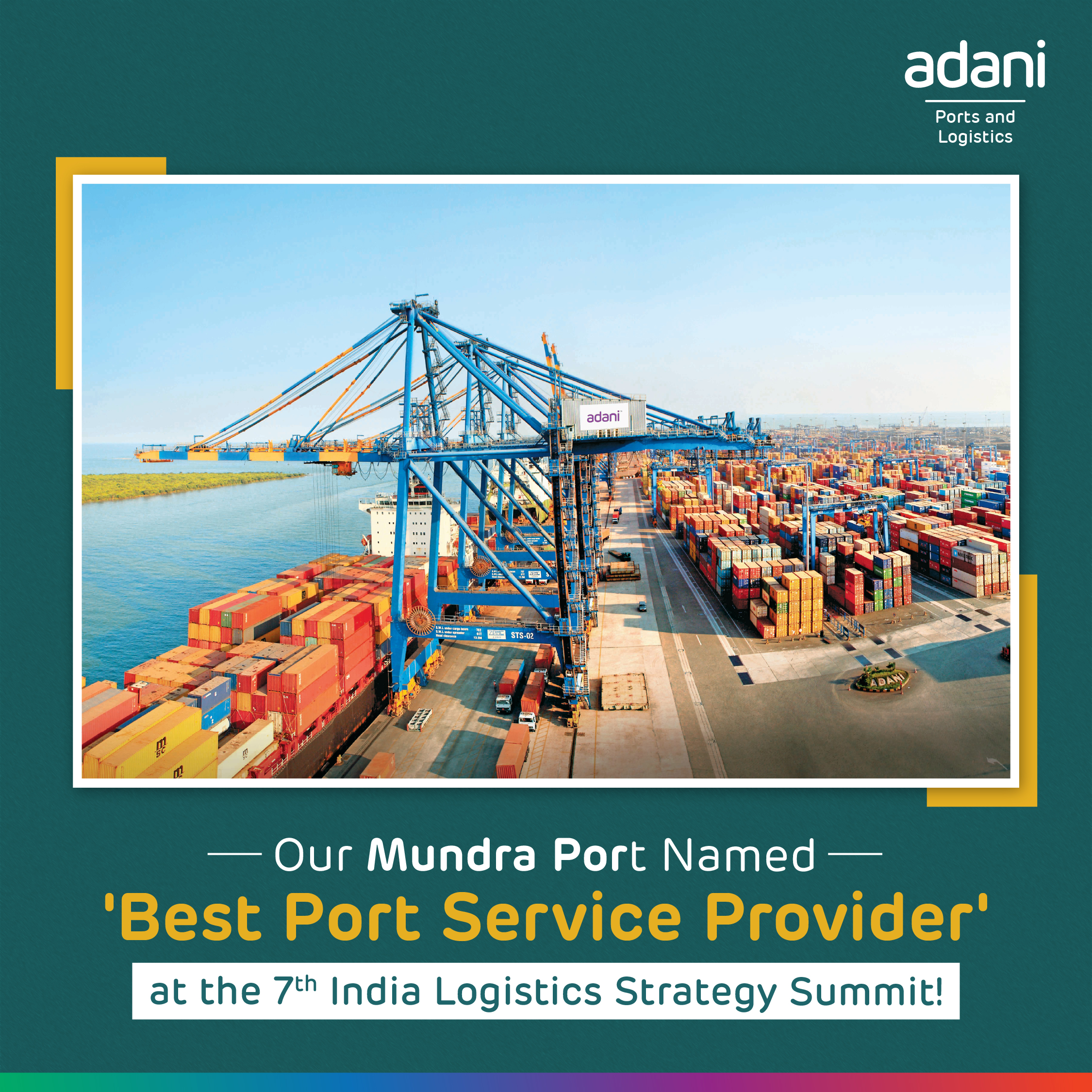 Adani Mundra Port awarded as the &ldquo;Best Port Service Provider&rdquo; & Adani Logistics crowned as the Logistics Champion