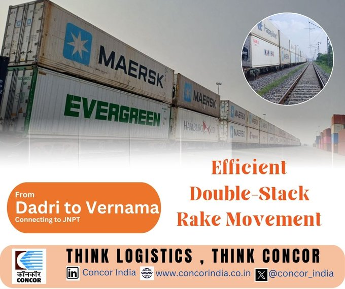 CONCOR operating seamless double-stack services from its ICD Dadri to Varnama